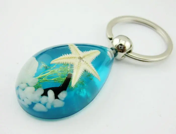 Бесплатная доставка 12 шт кольцо для ключей настоящая Морская звезда крутой