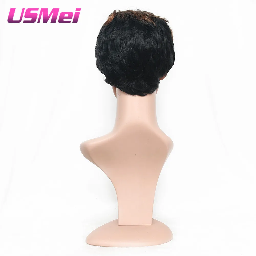 Искусственные парики USMEI для женщин черные термостойкие перруки двухцветные