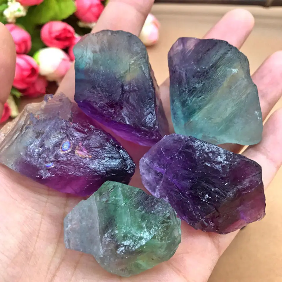 

Natural Fluorite Crystal Polish Stone Rocks Gem Stone Jewelry Making Beads Specimen Color Crystal Natural Stones Minerals Random