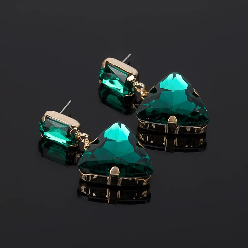 Женские серьги-подвески с кисточками треугольные стеклянные стразы большие