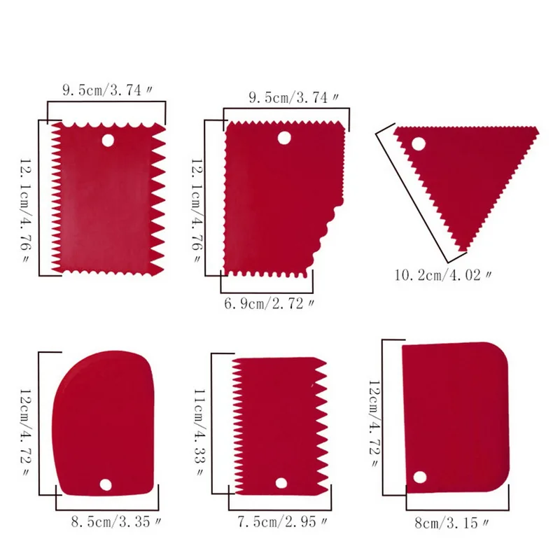 6pcs rose red 3, 6 штук в партии, Fondant(сахарная) гладкой Сглаживание Инструмент для края торта гладкой скребок крем отделочных работ Fondant(сахарная) Инструменты сделай-сам торт полировщик - Цвет: 6pcs rose red