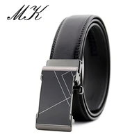 maikun automatic belts for men geometric lines metal buckle male belts business casual cummerbund for jeans