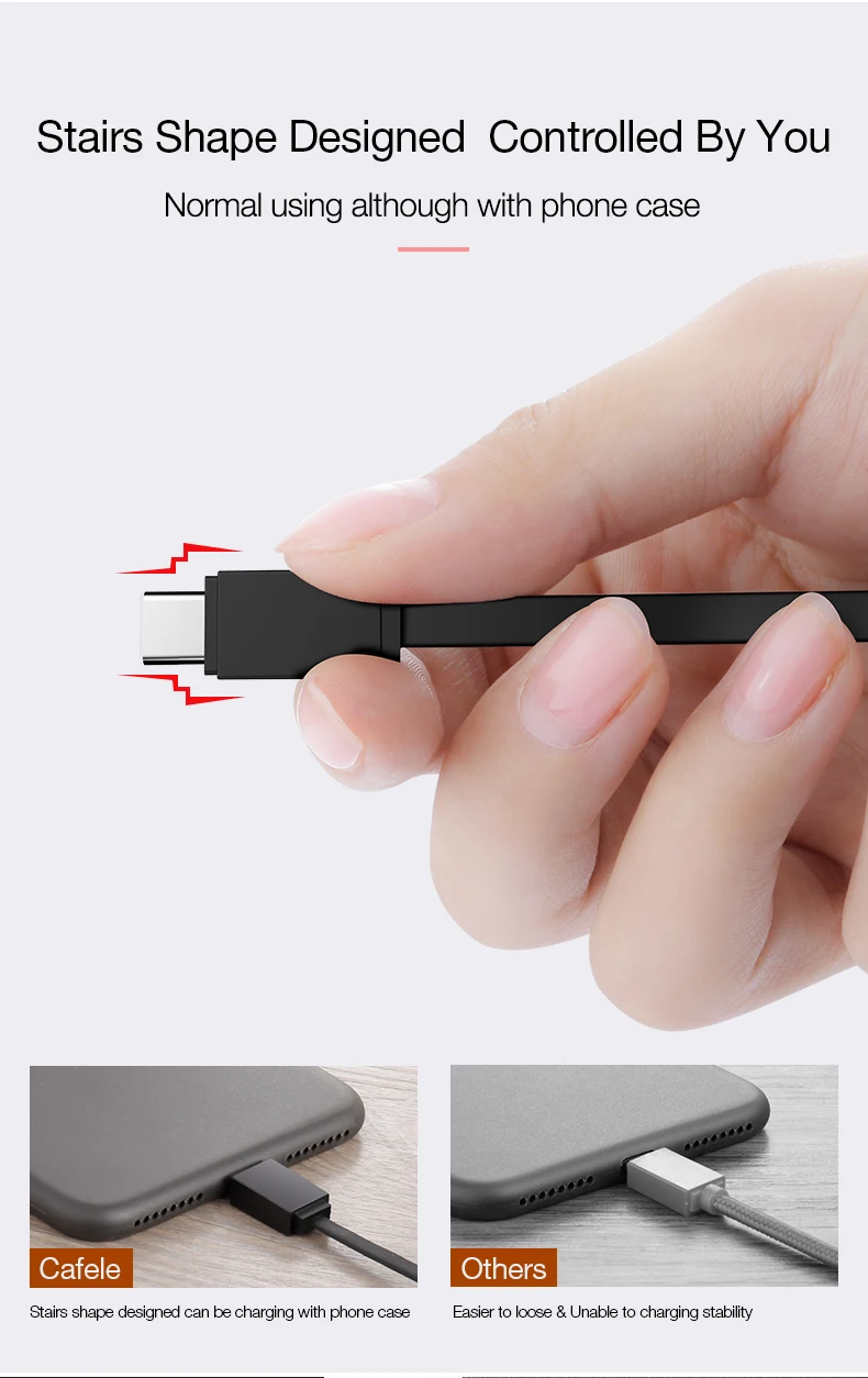 CAFELE usb type C кабель для зарядки данных для huawei P30 P20 pro Xiaomi Mi 9 samsung S10 S9 Oneplus Выдвижной Телефонный Кабель