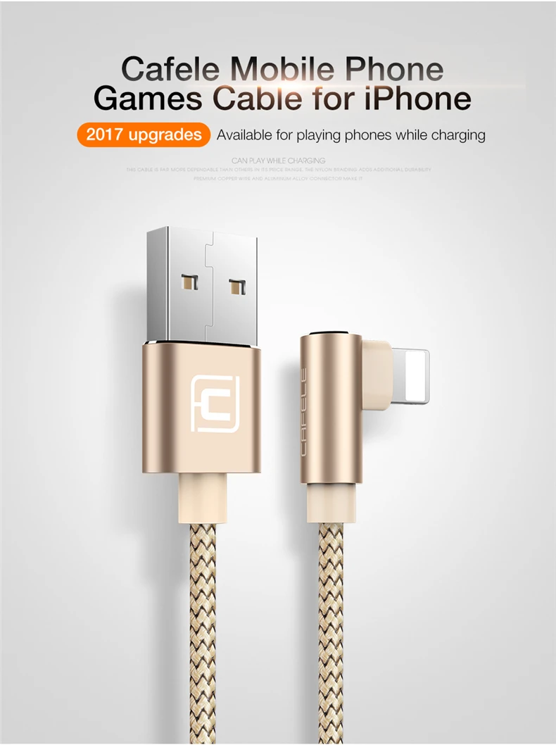 CAFELE usb кабель для iphone x xr Кабель зарядного устройства для 6 7 8 5S plus Быстрая зарядка нейлоновый шнур для передачи данных Поддержка синхронизации данных
