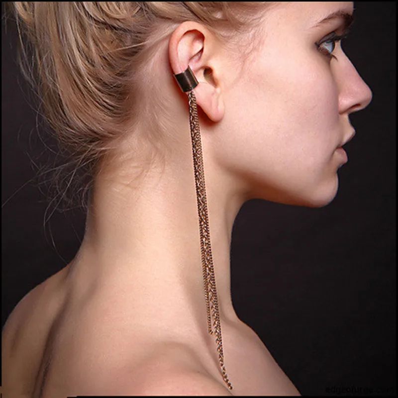 Женские серьги JINSE SGE001 Золотое и серебряное покрытие с длинной цепочкой|earring