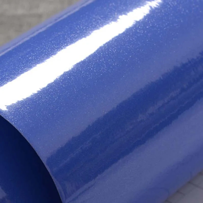 Глянцевая DIY декоративная пленка ПВХ самоклеющаяся настенная бумага Съемная виниловая контактная бумага для кухонных шкафов Водонепроницаемая настенная бумага - Цвет: Blue