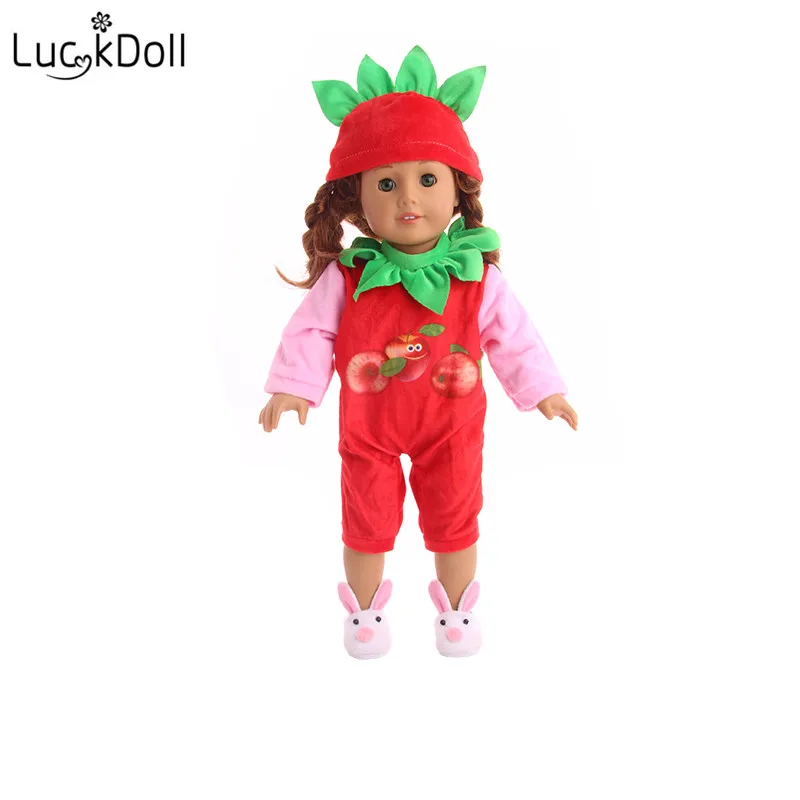 LUCKDOLL Пижама с рисунком &quotФрукты&quot костюм + шапка для куклы 43 см и 18 дюймов