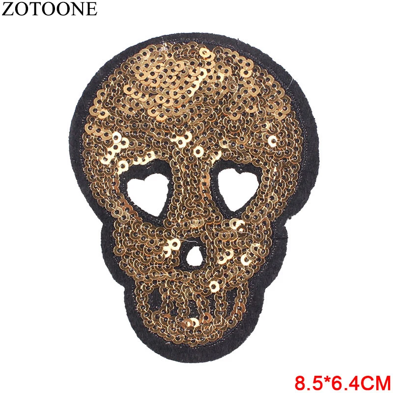 ZOTOONE блесток значки череп вышитые нашивки цветы для одежды полоски на одежде с