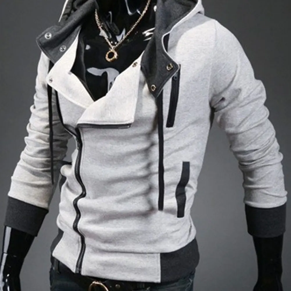 Модная мужская флисовая толстовка с капюшоном цветная Лоскутная куртка боковой