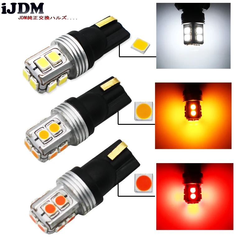 IJDM Canbus Белый и янтарный 3030 высокой мощности 168 2825 T10 светодиодный лампы для автомобиля парковочные огни, внутренняя карта купольные огни, 12 В