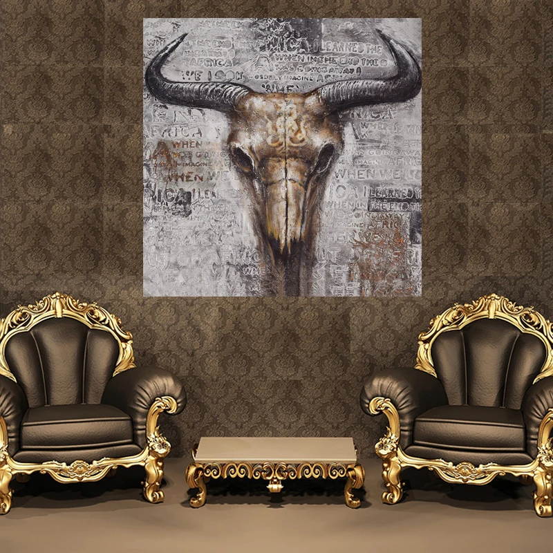 Абстрактная корова череп Настенная картина HD Холст Живопись Домашний Декор