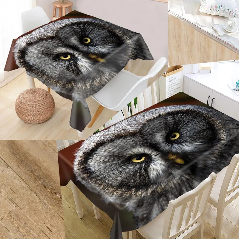 Водонепроницаемая квадратная скатерть под заказ с изображением совы и