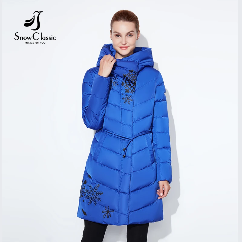 Snowclassic 2018 Spring and Autumn Женское печатное хлопковое верхнее пальто с модной и теплой