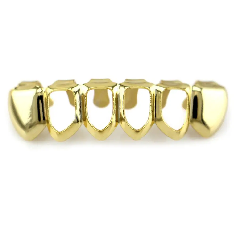 DreamBell Позолоченные гальванические Модные полые зубы Grillz набор зубов гнездо блестящие накладные зубы для рэпера хип-хоп