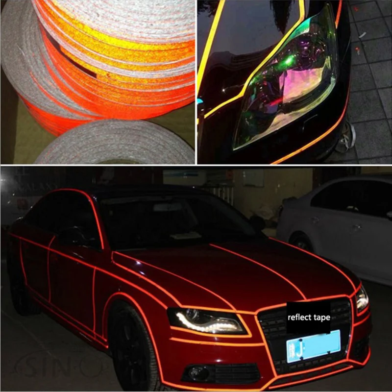 Car Safety Mark Reflective Sticker Stying Self Adhesive Warming Auto Motorcycle Strips Exterior Accessories |