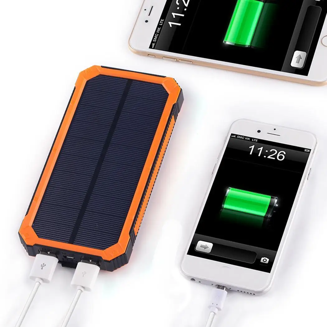 10000 мАч Солнечный внешний аккумулятор портативный двойной USB мобильный для