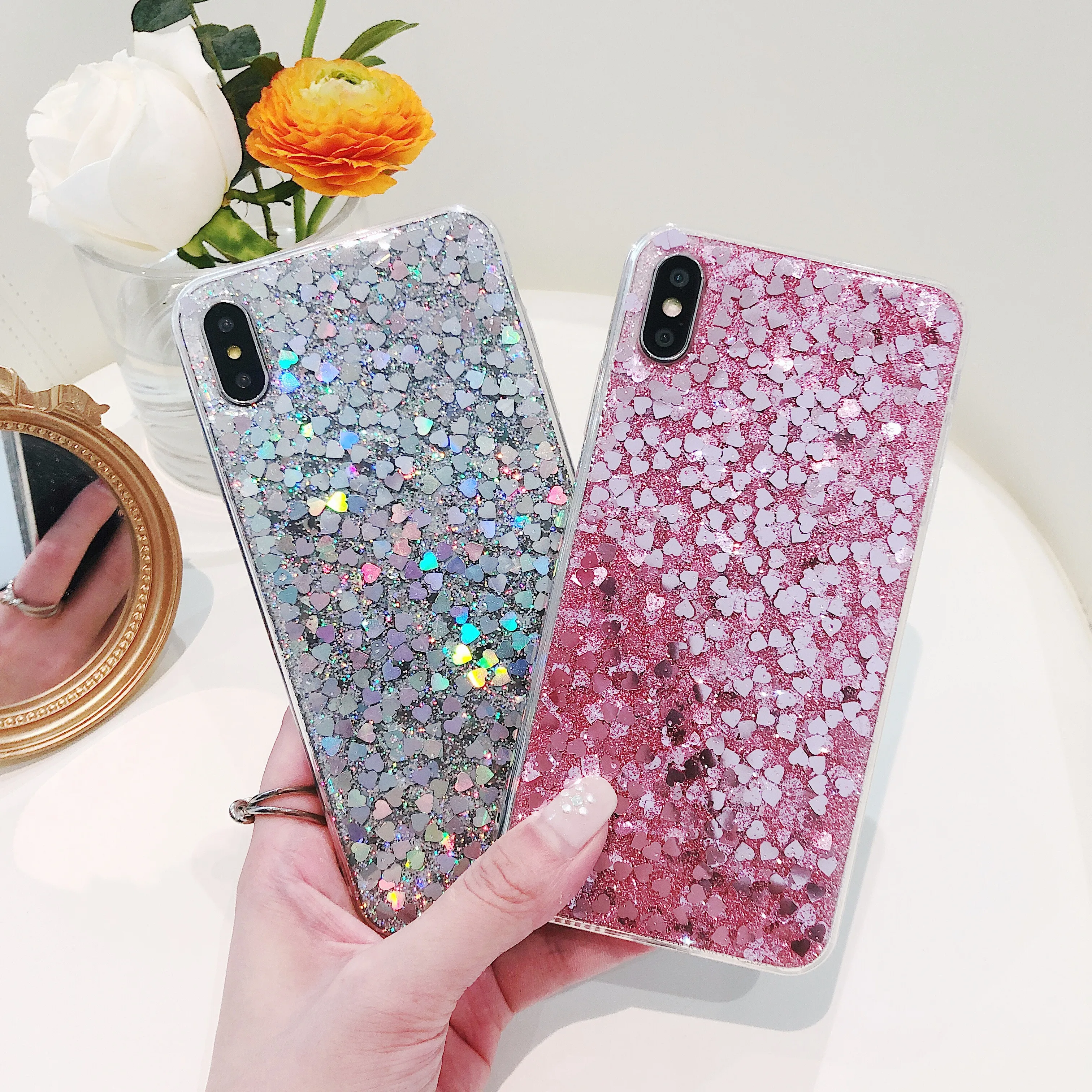 PEIPENG Love Heart чехол для телефона iphone 6 6S 7 8 Plus X XS MAX XR Блестящий силиконовый мягкий |