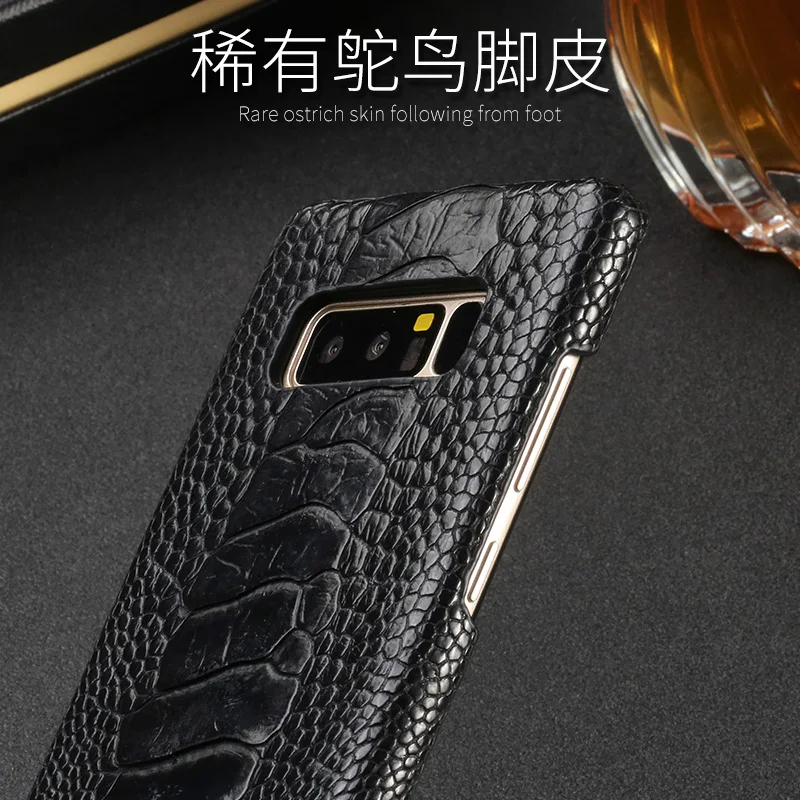 Genuine Leather phone case For Samsung Galaxy Note 8 Natural Ostrich Foot Skin S8 S9 Plus A7 A8 A9 C7 C8 C9 Pro cover |