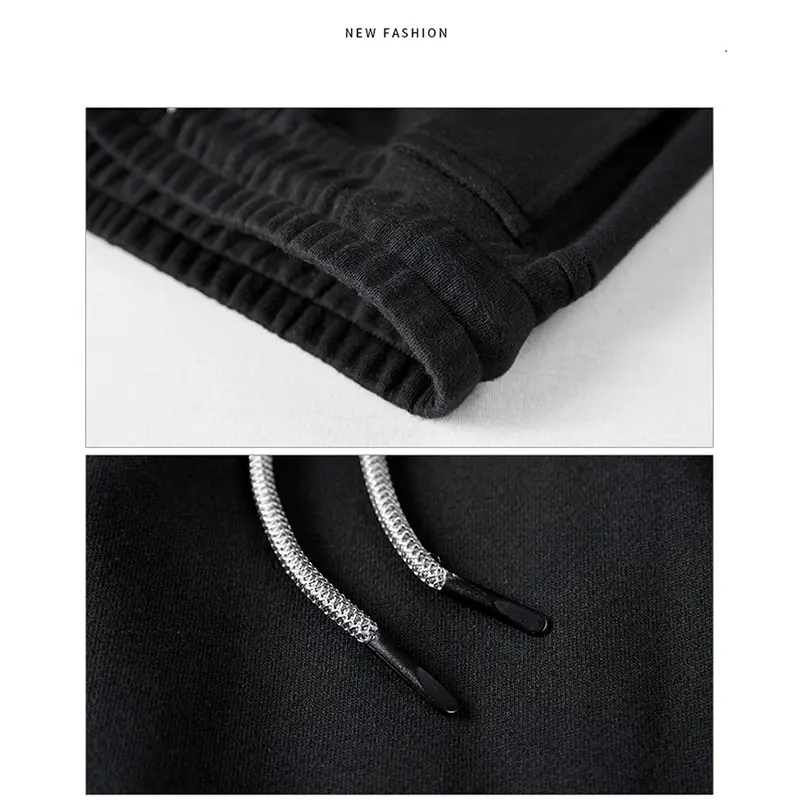 2018 New Fashion Men Sweatpant Black Trouser Pant Casual Cotton Mid Drawstring Loose High Quality Zipper Wei Pants 18005 | Мужская