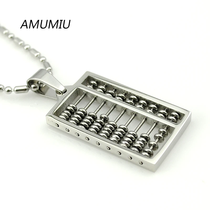 AMUMIU 2021 Модное Новое ожерелье с подвеской Abacus 316L из нержавеющей стали