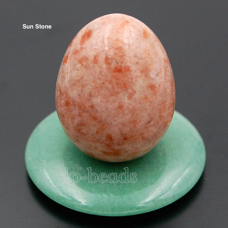 Sunstone 35x45mm Natural Gem Stone Egg Crystal Healing Decor Statue Sphere Massage 3Pcs/Lot | Украшения и аксессуары