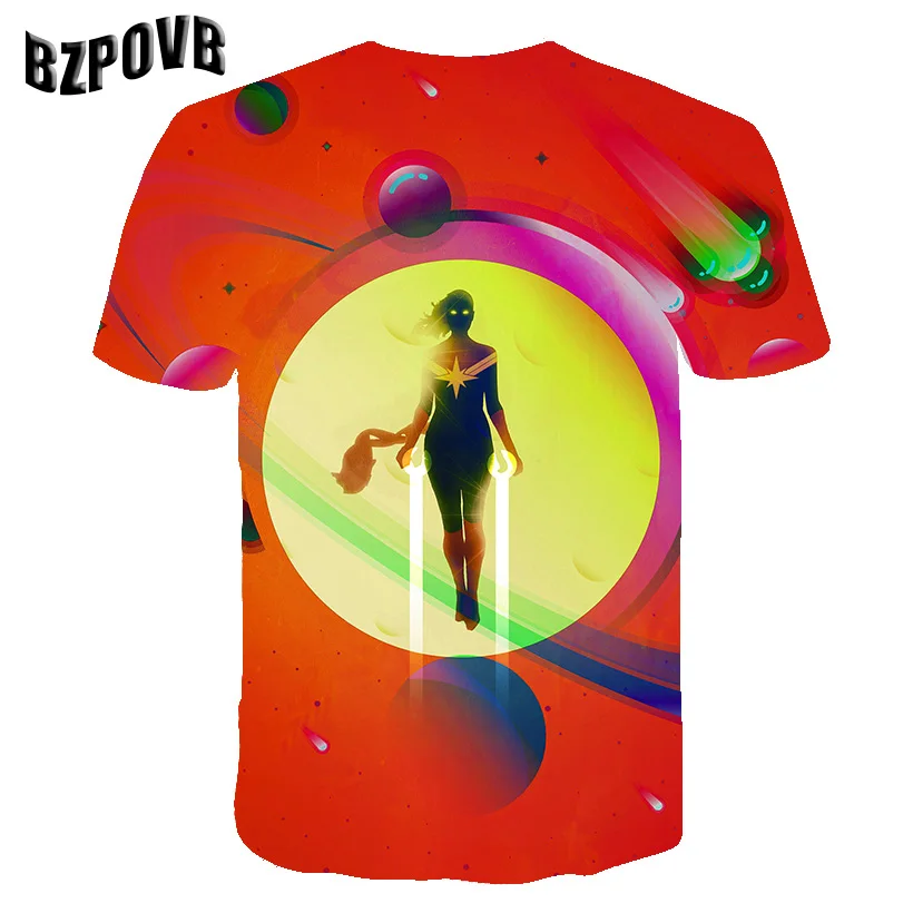BZPOVB Marvel Comics 2019 Новый Мстители Альянс сюрприз капитан 3D принт круглый вырез
