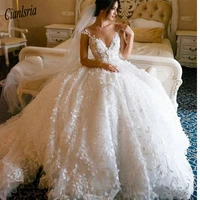 luxury dubai ball gown lace wedding dress 2020 sey v neck short sleeve bridal gowns vintage cathedral vestido de noiva
