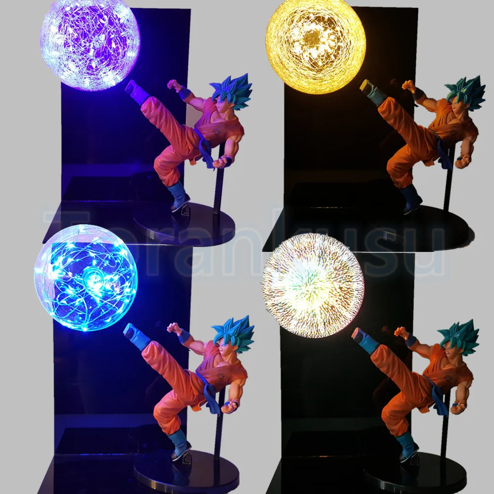 Dragon Ball Z фигурку Бог Гоку Супер Saiyan светодиодное освещение Дисплей игрушки аниме