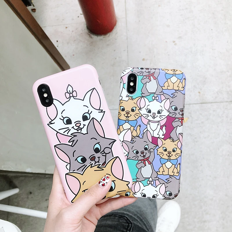 Милый розовый мягкий силиконовый чехол для телефона Marie Cat для iphone 6, 6s, 6 s, 7, 8 plus, чехол с героями мультфильмов для iphone X, XR, XS, MAX, чехол
