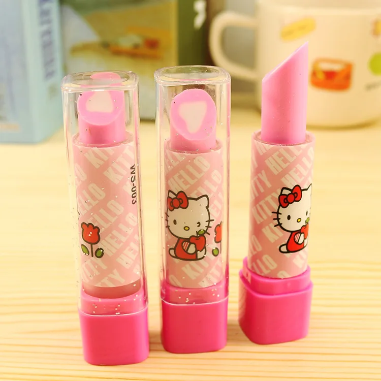 1 шт. принцессы с рисунком Kitty фруктов Lip stick Форма Новинка Ластики резиновая
