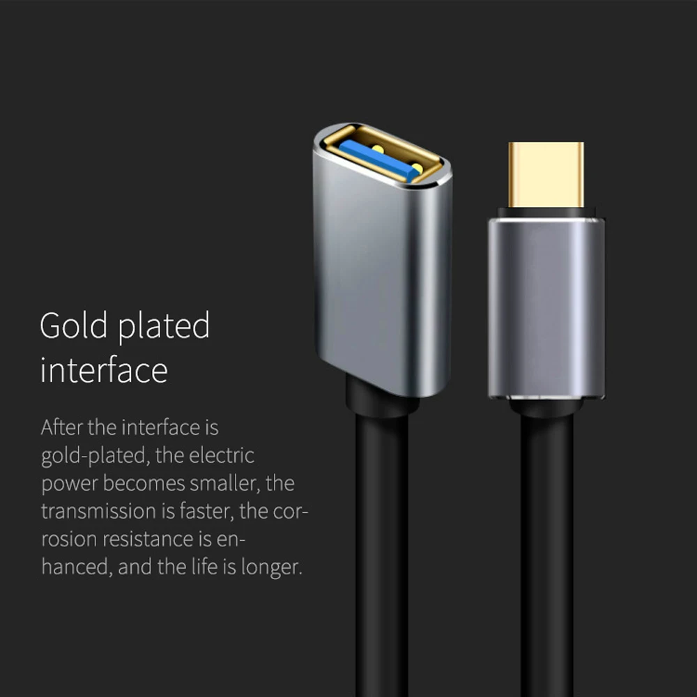 USB-C OTG кабель для передачи данных металлический тип-c штекер USB 3,0 Женский удлинитель конвертер для samsung S10 Macbook Xiaomi Mi8 huawei mate 20