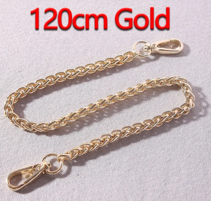 120cm Gold DIY 40 см-140 см МЕТАЛЛИЧЕСКИЕ Сменные цепочки, плечевые ремни для сумок, 8 мм золотые, серебряные, оружейные черные, бронзовые ручки для сумок - Цвет: 120cm Gold