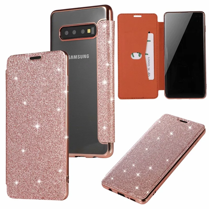 Чехол для Samsung Galaxy S10 чехол-книжка Plus lite S10e блестящий прозрачный мягкий