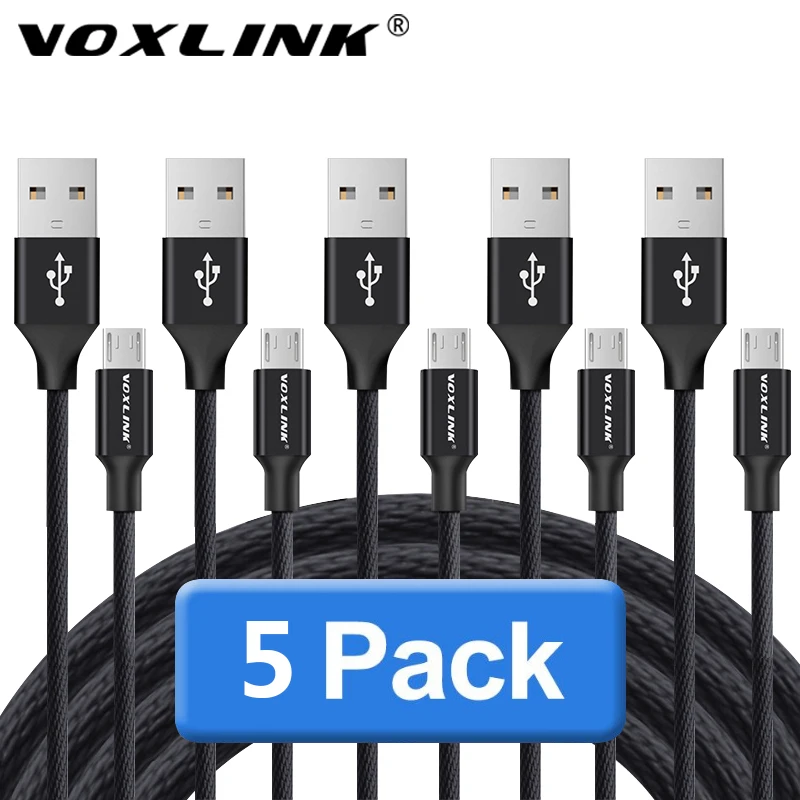 VOXLINK 2.4A кабель Micro USB нейлоновый для быстрой зарядки мобильного телефона samsung HTC