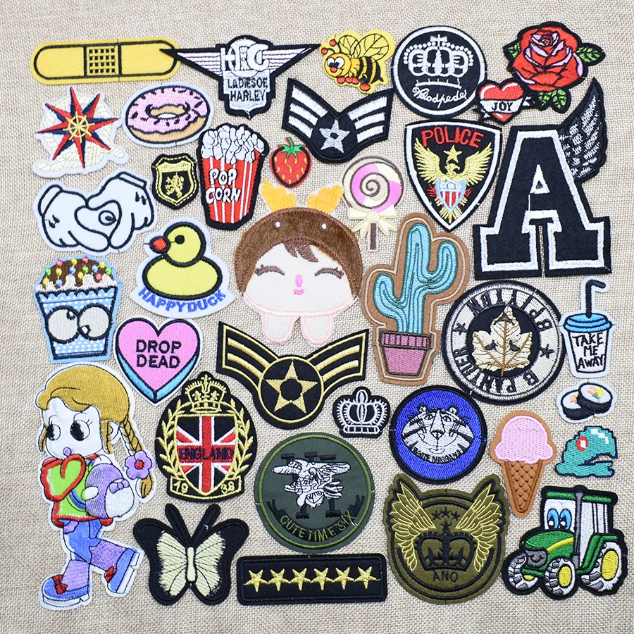 20 шт./лот случайные модные нашивки Значки для одежды вышитые патчи приклеивания