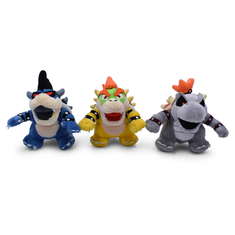 3pcs opp 3 вида стилей " 12 см Super Mario Bros Bowser Kuba Dragon Dark Bowser 3D Land Bone Koopa брелок в виде дракона брелок-подвеска мягкая кукла - Цвет: 3pcs opp