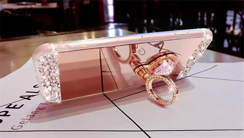 For Samsung S8 Plus S3 S4 S5 Mirror Case Luxury Diamond 360 Rotation Ring Clip Holder Stand for S6 Edge S7 |