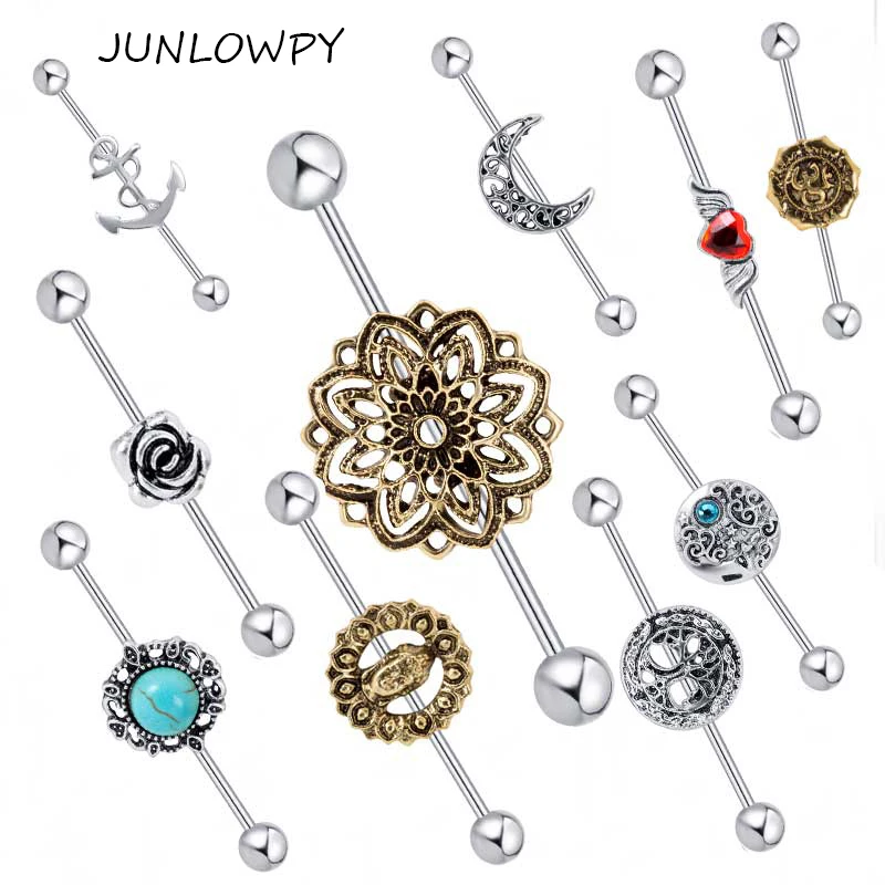 JUNLOWPY штанга уха 20 шт. Смешанная Роза Achor музыка другой логотип пирсинг Тело