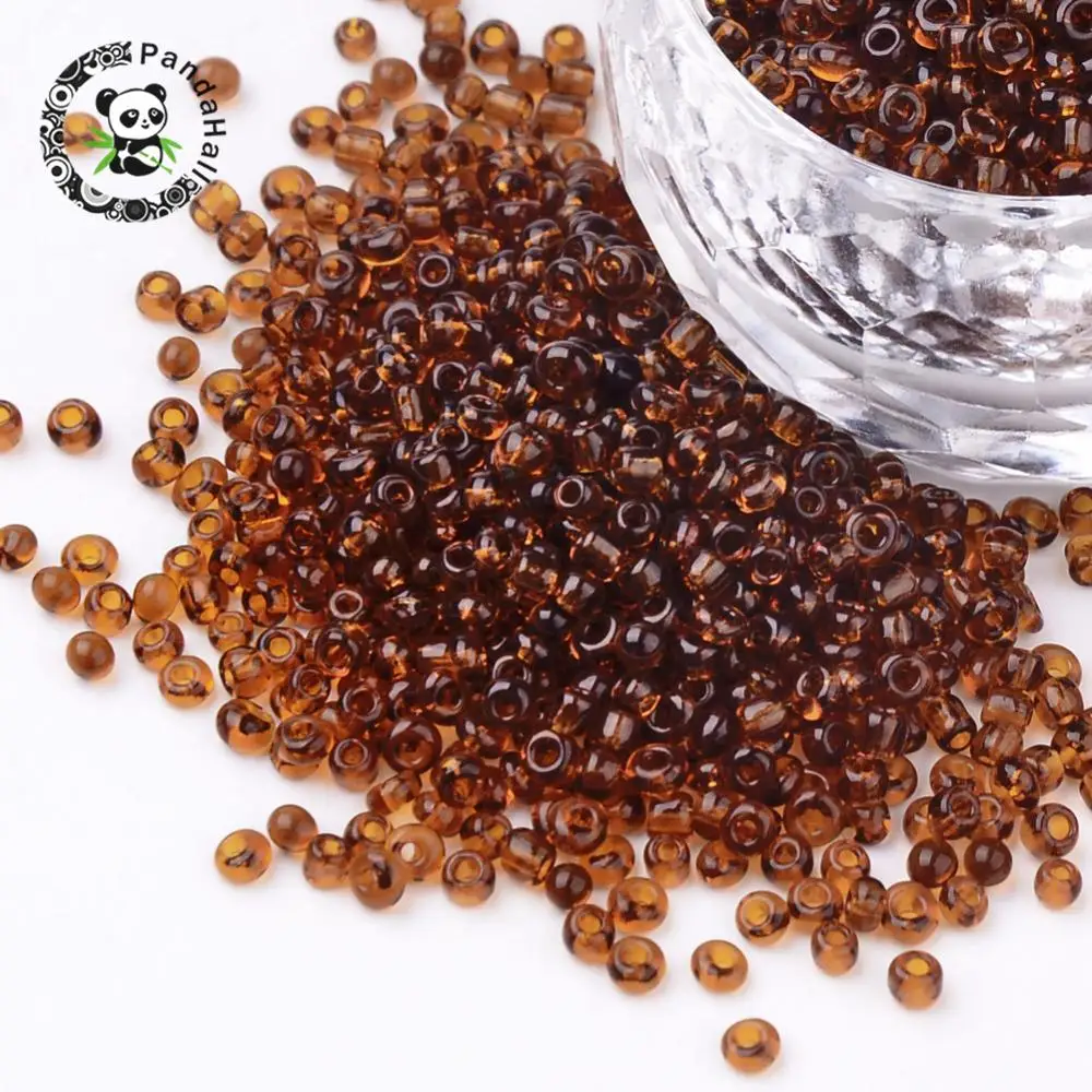 

12/0 Glass Seed Beads, Transparent Colours, Coffee, 2mm in diameter, hole: 0.6mm, about 30000pcs/pound