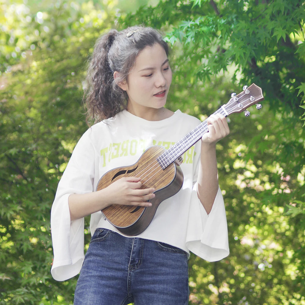 

Acoustic Ukulele Soprano Uke Original Sound Tuning Adjustment Walnut Wood Nylon Strings Tenor Tuner 24/24/26 Inch Ukelele
