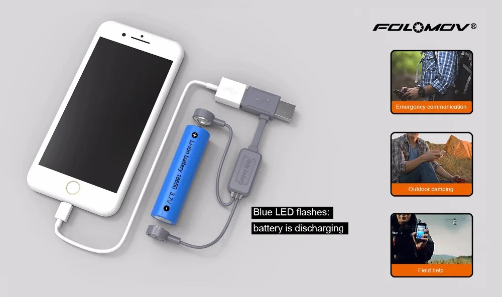 Портативный магнитный USB литий-ионный аккумулятор зарядное устройство FOLOMOV A1 с зарядкой/разрядкой POWER BANK funtion 1000mA DC5V легкий