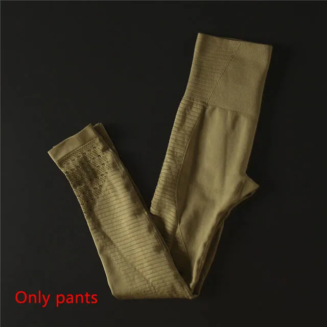 Army green pants 2 шт./компл. Бесшовные Спортивный костюм Для Женщин Йога набор мягкий пуш-ап спортивный бюстгальтер Фитнес Костюмы женские эластичные леггинсы, брюки для девочек - Цвет: Army green pants
