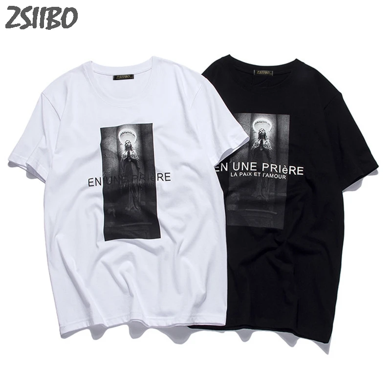 Для мужчин футболки новая Девы Марии печатных прохладный короткий рукав