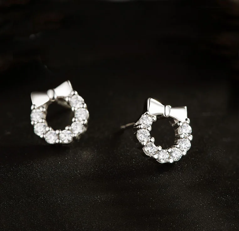 Серьги женские из серебра 925 пробы с круглым бантом | Украшения и аксессуары