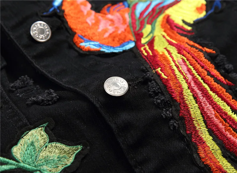 Мужской джинсовый жилет с вышивкой модная ковбойская джинсовая куртка без