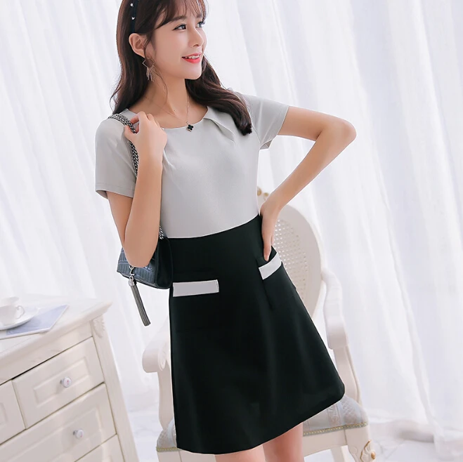 Летнее платье женская одежда облегающее корейское милое тонкое лоскутное с