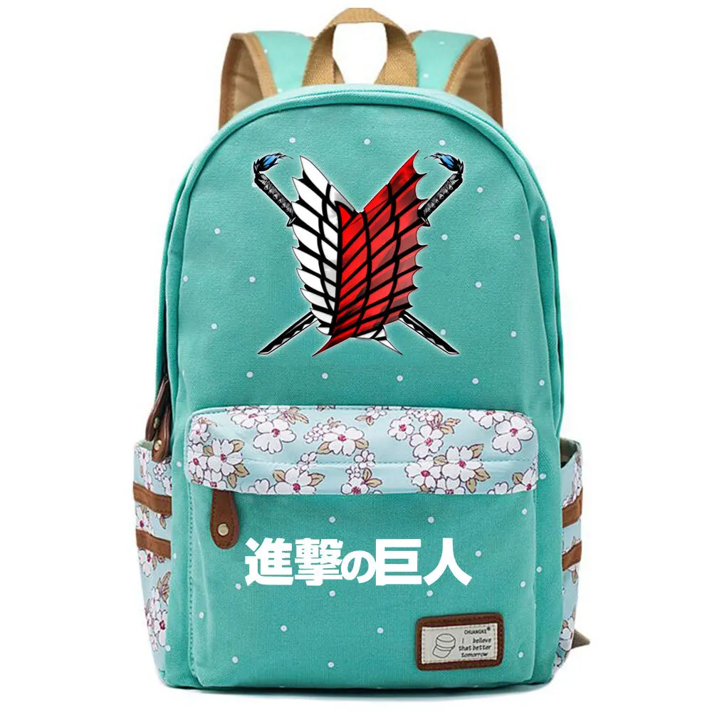 Attack on Titan Wings Freedom Bag Backpack Flower Point Floral School Teenagers Student Book Travel Laptop Girl Boys Mochila | Багаж и