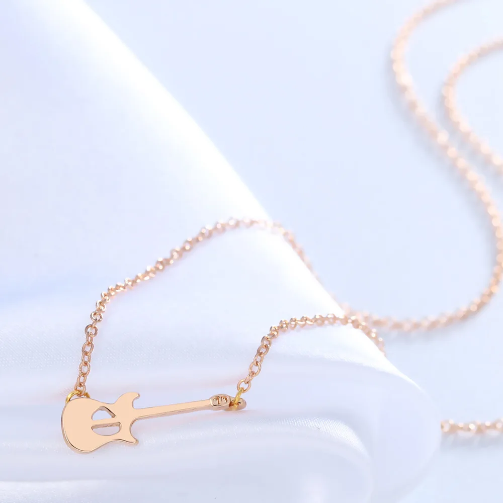 

Kinitial Cute Electric Guitar Music Player Lover Pendants Necklaces for Women Statement Chain Jewellery Designs collares de moda