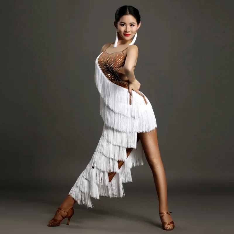 

white tassel women latin dress Latina dance dress women dance dress samba sexy rumba costumes salsa dance dresses for dancing