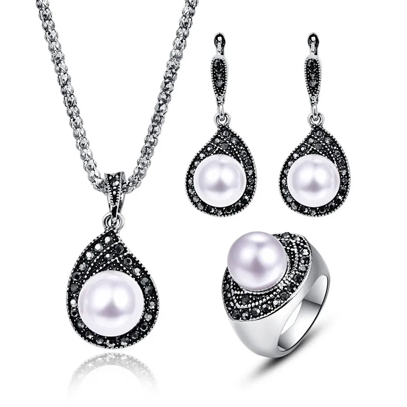 Женский ювелирный комплект из колье серёг и кольца|necklace earring ring sets|jewelry sets for womenpearl